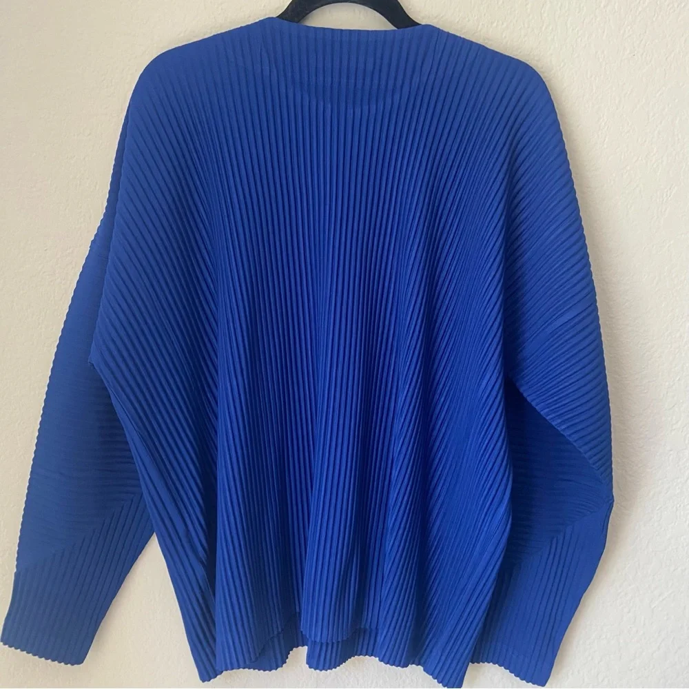 Homme Plisse Issey Miyake Blue Cotton Surface Pleated Cardigan Jacket size 4 - Picture 10 of 13